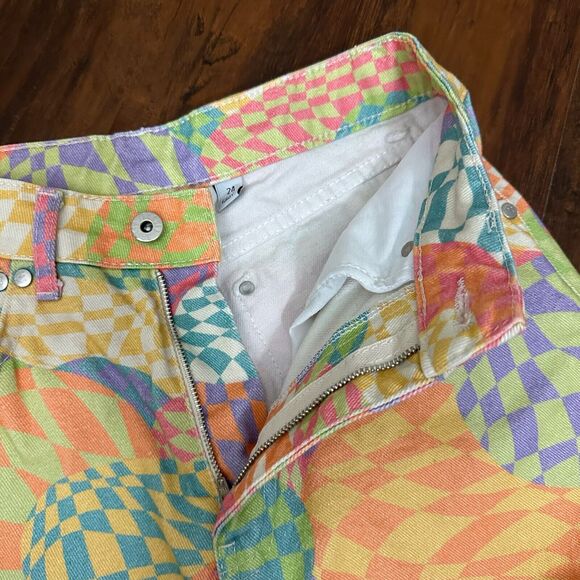 THE RAGGED PRIEST Sensory Dad Jeans Colorful Checkered Hippie Retro - Picture 6 of 16